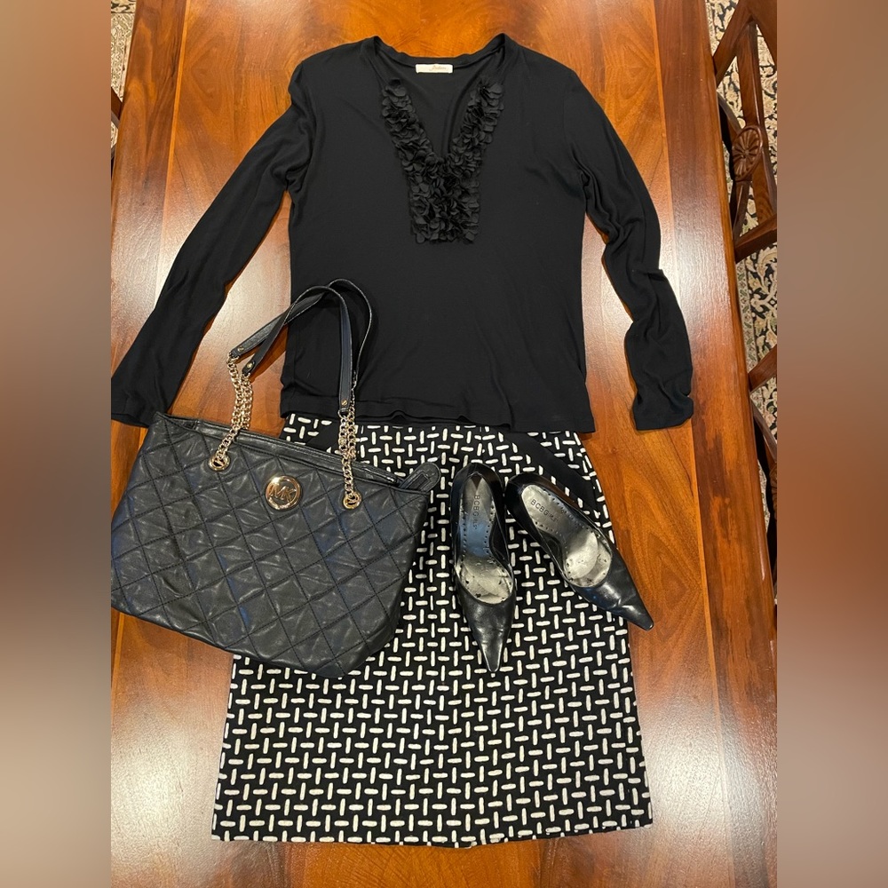 Ladies Black and White Talbots Skirt, Size 10